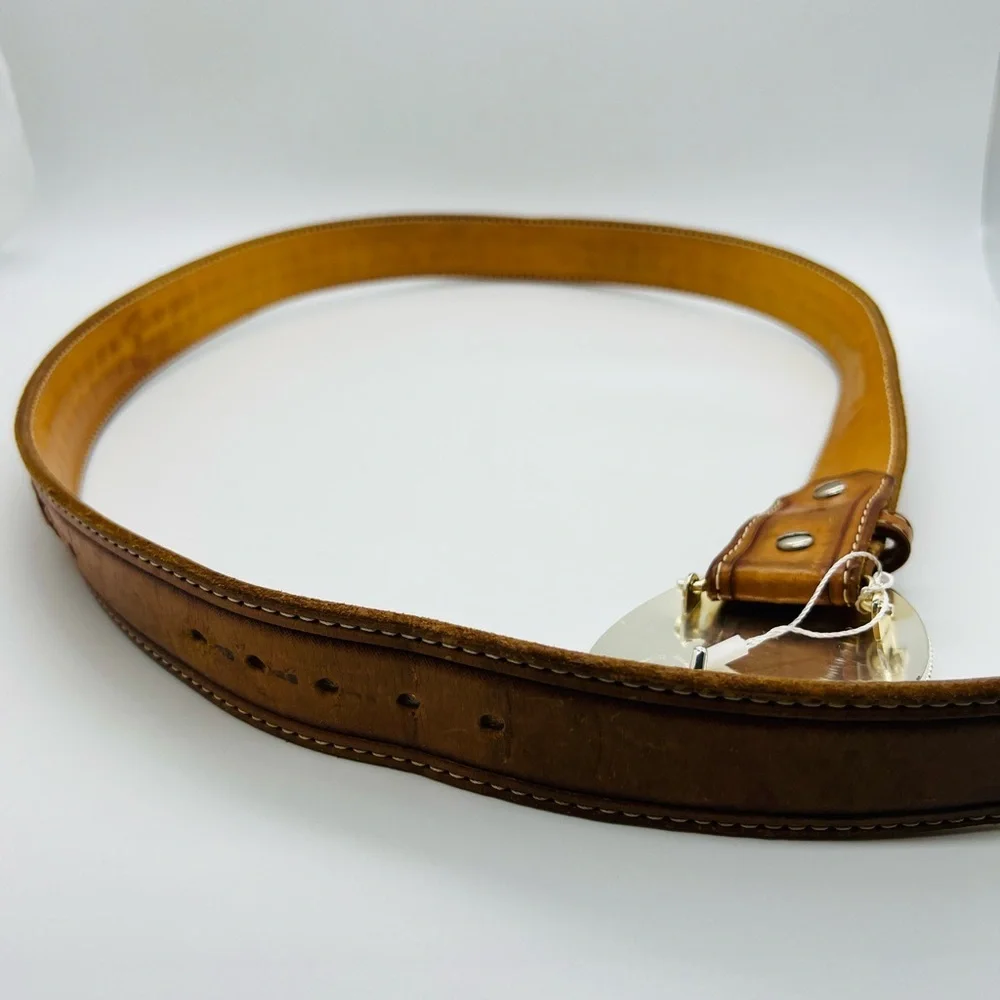 Montana Silversmiths Silver & Gold Eagle Buckle And Tan Leather Belt